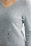 Button Detailed V-Neck Knitwear Dress - Gray - 5