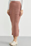 Long Knit Skirt with Pocket Detail - Rose - 3