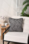 Geometric Black Block Patterned Leather Corduroy Throw Pillow Cover 43X43Cm