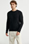 Cotton Hair Braid Detailed Knitwear Sweater - Black - 4