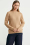 Crew Neck Motif Detailed Knitwear Sweater - Camel - 4