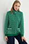 Double Color Thick Wool Knitwear Cardigan - Green - 2