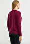 Zero Neck Motif Detailed Knitwear Sweater - Claret Red - 6