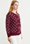 Logo Button Detailed Knitwear Cardigan - Burgundy - 5