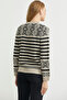 Striped Wool Knit Cardigan with Metal Buttons - Mink - 5