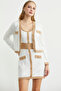 Block Color Dress Cardigan Knitwear Set - Camel - 3