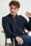 Buttoned Hair Knitwear Cardigan - Navy Blue - 4