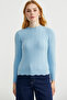 Sliced Hair Braided Knitwear Sweater - Blue - 3