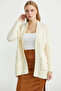 Hair Braid Motif Pocketed Knitwear Cardigan - Bone - 2
