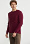 Motifli Crew Neck Knit Sweater - Burgundy - 4