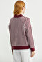 Striped Collar Knitwear Jacket - Burgundy - 6
