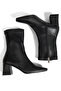 Women's Black Stretch Ankle Mid-Height Heel Boots - 4