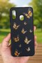 Samsung Galaxy A20 - Orange Butterfly Patterned Silicone Shock-Absorbing Classic Protective Rubber Case - 2