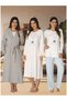 Women's Blue Long Sleeve Special Design Winter Cotton Maternity Pajamas Set Nightgown Set - 4