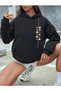 Unisex Black Heart Path Printed Hooded Sweatshirt