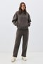 Women's premium hooded pocket detailed tracksuit set anthracite 2033