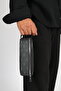 Black Patterned Unisex Water Resistant Shaving & Cosmetic Portfolio & Clutch Handbag Oval - 4