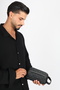 Black Patterned Unisex Water Resistant Shaving & Cosmetic Portfolio & Clutch Handbag Oval