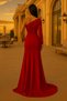 One-Shoulder Maxi Length Imported Crepe Fabric Evening Dress Promise Engagement Wedding Celebration Stage - 2