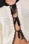 Women's openwork knit cardigan with tie closure - ecru 6945 - 3