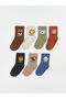Brown Printed Boys' Socks, Pack of 7
