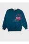 Girl's Cotton Petrol Green Cherry Patterned Long Sleeve Wide Leg Tracksuit Set - 4