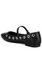 Women Floral Eyelet Strapped Ballerinas in Black - 4