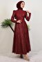 Selma Glitter Evening Dress Burgundy - 2