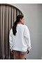 White Oversize Raised Sweatshirt - 5