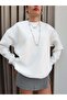 White Oversize Raised Sweatshirt - 3