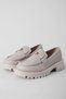 Wopyt Women's Gold Buckle Detailed Thick Sole Loafer Shoes-Cream - 8