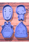 Ghibli Magic in Your Kitchen! – Set of 4 Cookie Cutters Gray Color (Totoro Calcifer Kodama and No Faces) - 2