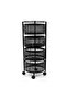 Rolling Storage Cart, Mobile Mesh Organiser with Wheels, White Metal Basket Tower for Kitchen