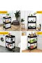 3-Tier Rolling Utility Cart with Mesh Panels, Mobile Storage Organizer with Wheels, Black - 6