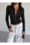 A Quality Zippered Basic Diver Fabric Seasonal Women's Sweatshirt with Finger-Through Detail - 4