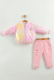 Girl baby printed 3-piece tracksuit set (sweatshirt, pants, jacket) (9-12-18 months) - 2