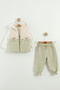 Baby Girl Floral Pattern Vest 3-Piece Tracksuit Set (9-12-18 Months) - 2
