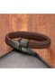 Brown Leather Braided Steel Bracelet 31833B4D5 - 3