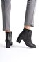Women's Lesmi̇ra Black Leather Flat Heeled Short Boots - 5