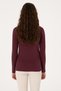 Women's Burgundy Slim Crew-Neck Basic Sweatshirt 50315419-VR177 - 5