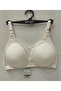 Women's Front Lace Detailed Ribbed C Cup Gathering Bra - Ecru