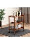 FFD Bamboo Kitchen Trolley - Multi-Functional Storage Rack with Rotating Wheels, Serving Wine