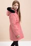 Dusty Rose Snap Pocket Flexible Waist Fur Inside Hooded Girl's Coat 21309 - 7