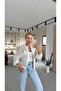 White Chiffon Jacket with Gathered Waist
