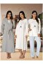Women's Blue Rabbit Long Sleeve Special Design Cotton Maternity Pajamas Set Nightgown Set - 3