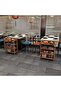 FFD Bamboo Food Serving Trolley With Movable Wheels - Kitchen Island Cart With Handle - Wooden - 5