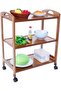 FFD 3-Tier Bamboo Kitchen Trolley with Wheels, Multi-Purpose Rolling Cart Storage Shelf - 3