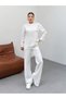 Women's Knee-Length Stone Detail Design Top and Bottom Comfortable Set - 3