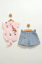Baby Girl Striped Blouse and Shorts Set (9-12-18 Months) - 2