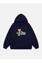 Unisex Rich Teddy Printed Hooded Fleece Oversize Sweatshirt